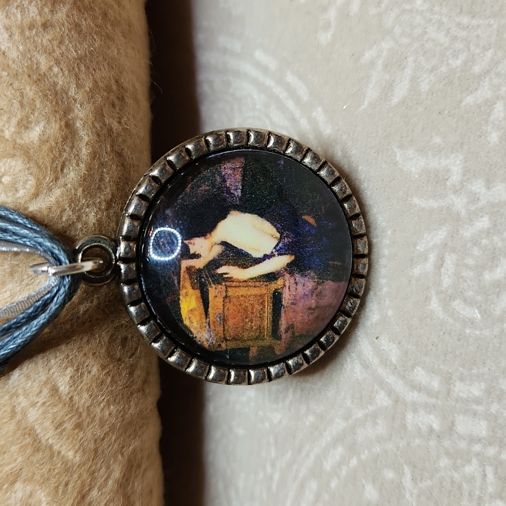 NEW! "Pandoras Box" glass cabochon pendant necklace, handmade
